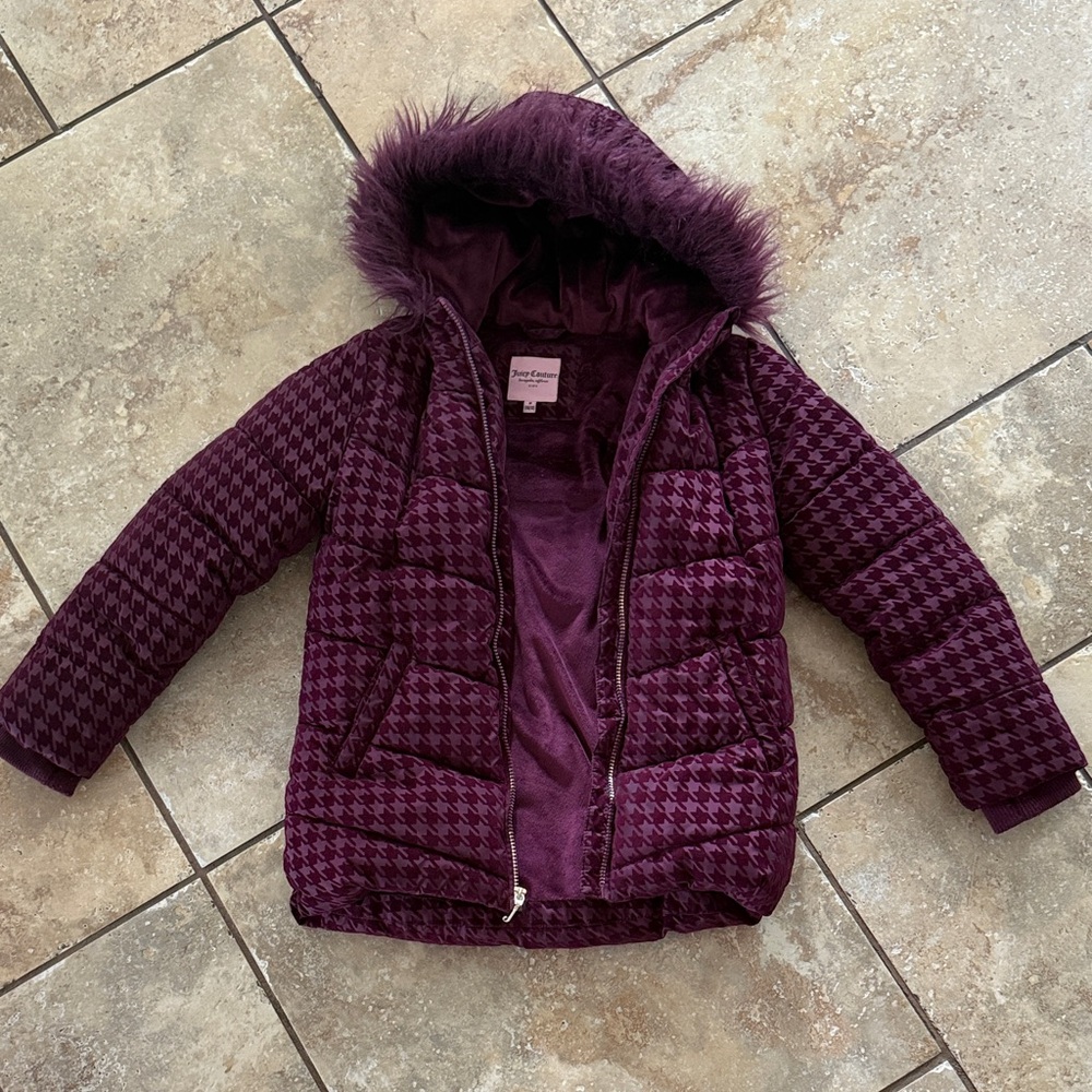 Juicy Couture Purple Houndstooth Kids Jacket